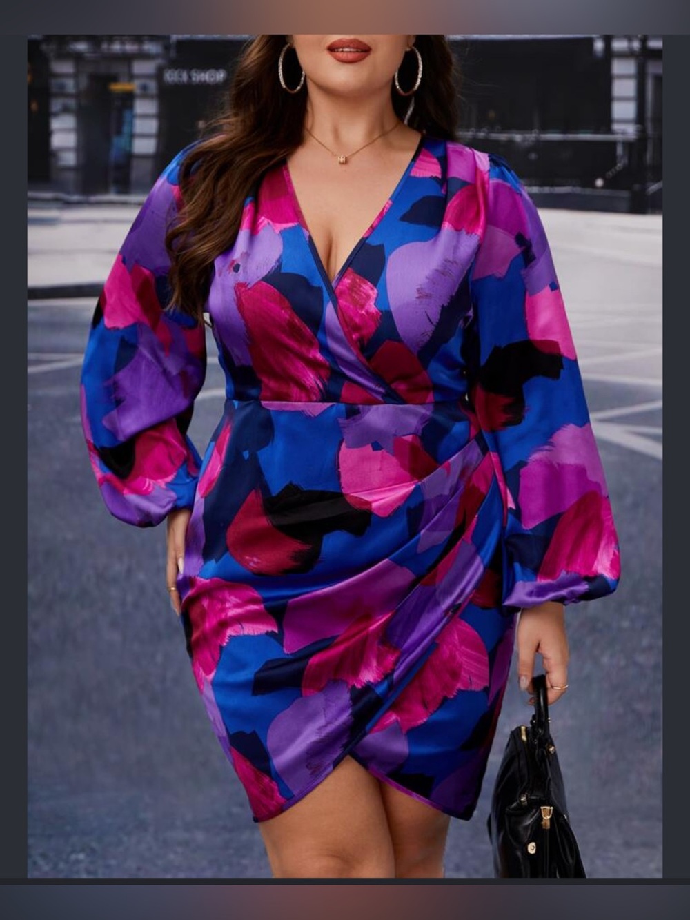 Vibrant Purple & Pink Long sleeve dress